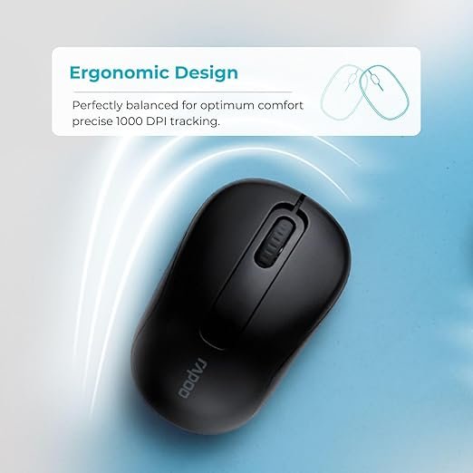 Rapoo X1800S Wireless Keyboard and Mouse, Anti-Fade & Spill-Resistant Keys - (Black) - Image 3