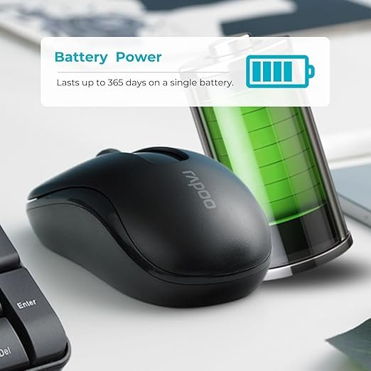 Rapoo X1800S Wireless Keyboard and Mouse, Anti-Fade & Spill-Resistant Keys - (Black) - Image 4