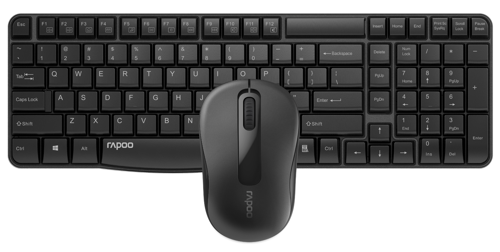Rapoo X1800S Wireless Keyboard and Mouse, Anti-Fade & Spill-Resistant Keys - (Black) - Image 2