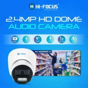HI Focus 2.4MP White Analog HD Audio Dome Security Camera, HC-D2401N3P-A